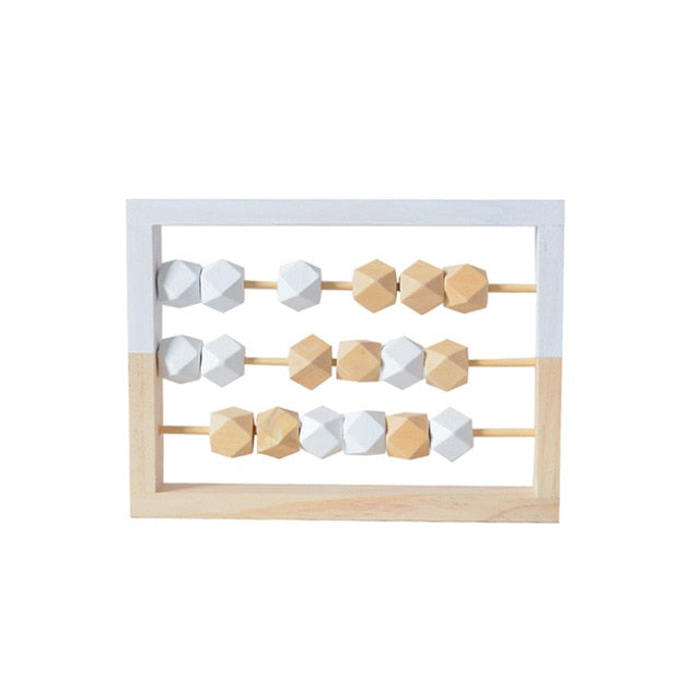 Petit boulier en bois - design scandinave - blanc