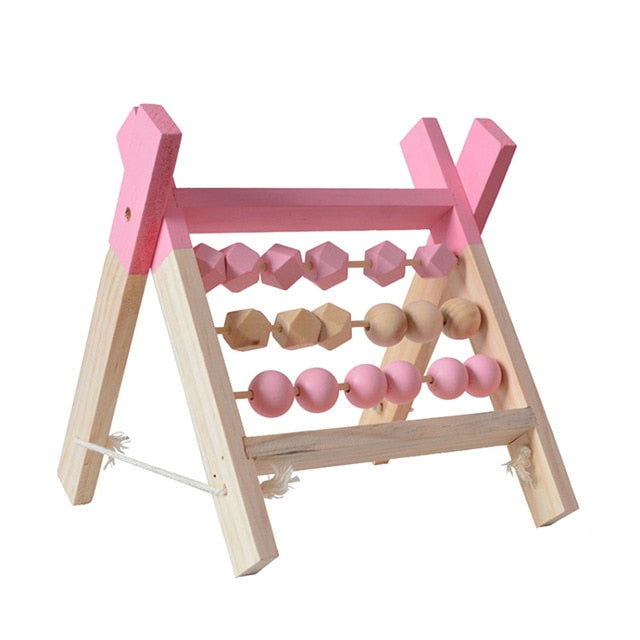 Boulier tréteau en bois petite enfance - design scandinave - rose
