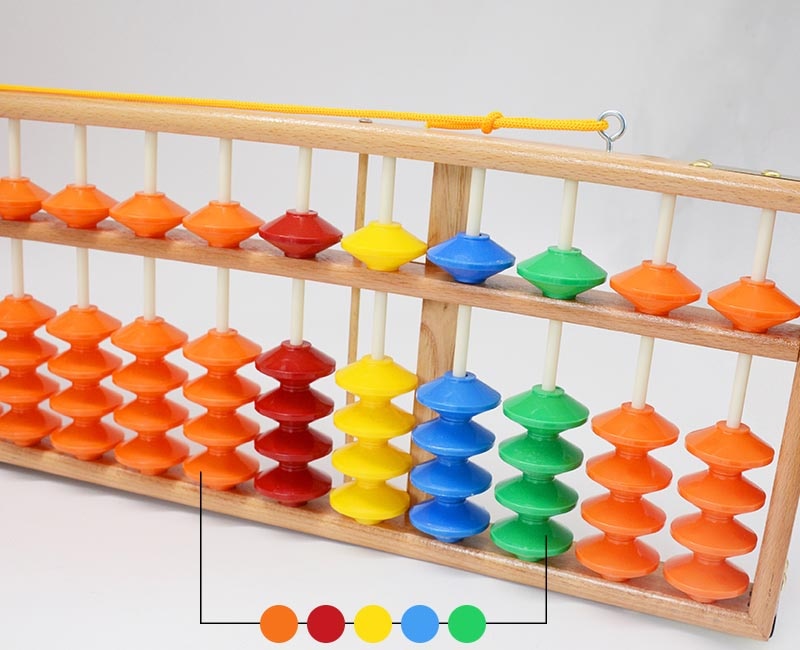Soroban géant pour salle de classe 17 rangées - billes oranges + multicolores