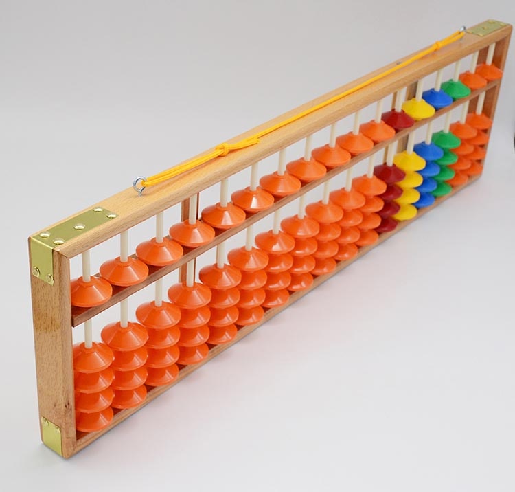 Soroban géant pour salle de classe 17 rangées - billes oranges + multicolores